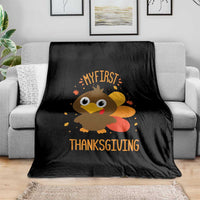 My First Thanksgiving Throw Blanket Funny Thanksgiving Turkey - Wonder Print Shop