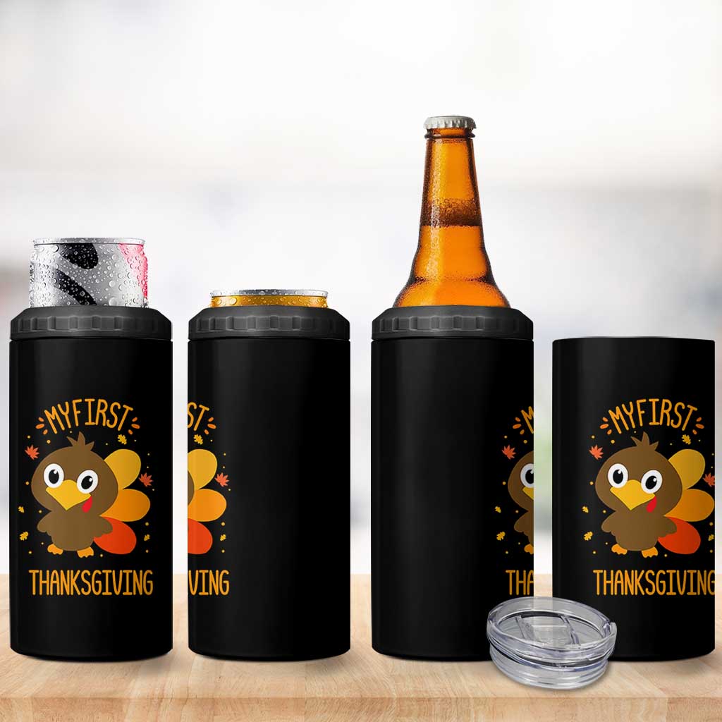 My First Thanksgiving 4 in 1 Can Cooler Tumbler Funny Thanksgiving Turkey - Wonder Print Shop