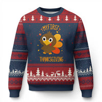 My First Thanksgiving Ugly Christmas Sweater Funny Thanksgiving Turkey - Wonder Print Shop