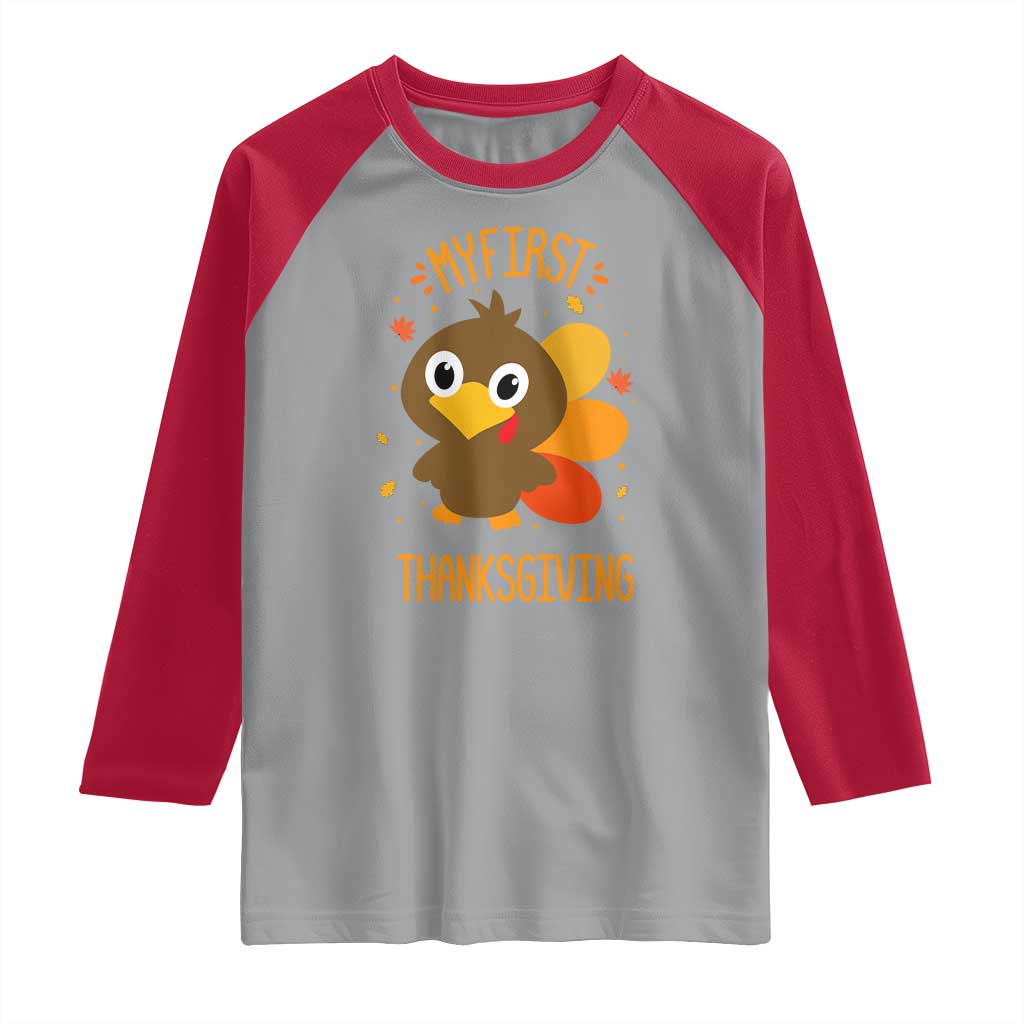 My First Thanksgiving Raglan Shirt Funny Thanksgiving Turkey - Wonder Print Shop