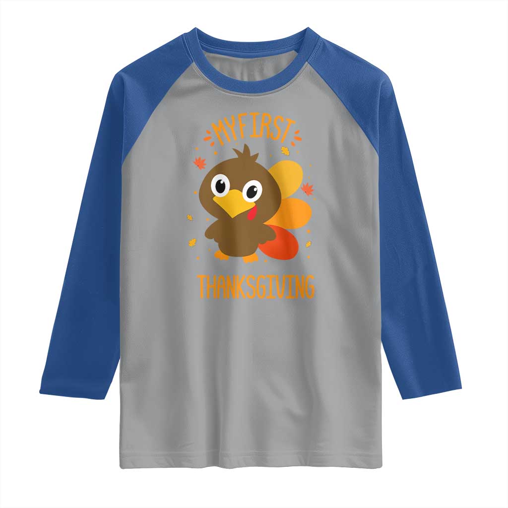 My First Thanksgiving Raglan Shirt Funny Thanksgiving Turkey - Wonder Print Shop