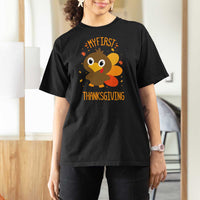 My First Thanksgiving T Shirt For Women Funny Thanksgiving Turkey - Wonder Print Shop