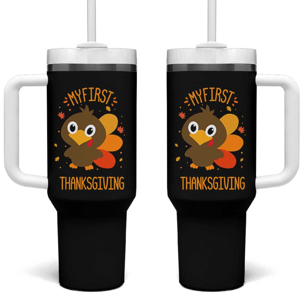 My First Thanksgiving Tumbler With Handle Funny Thanksgiving Turkey - Wonder Print Shop