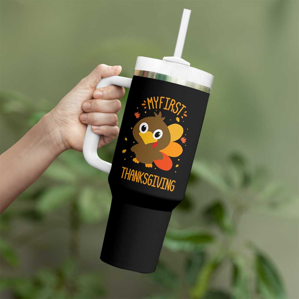 My First Thanksgiving Tumbler With Handle Funny Thanksgiving Turkey - Wonder Print Shop