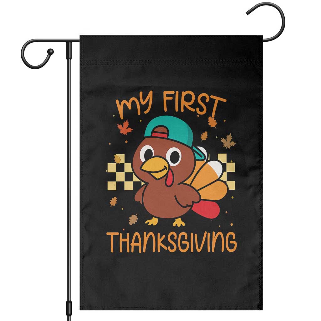 My First Thanksgiving Garden Flag Funny Newborn Thanksgiving Turkey Boys - Wonder Print Shop