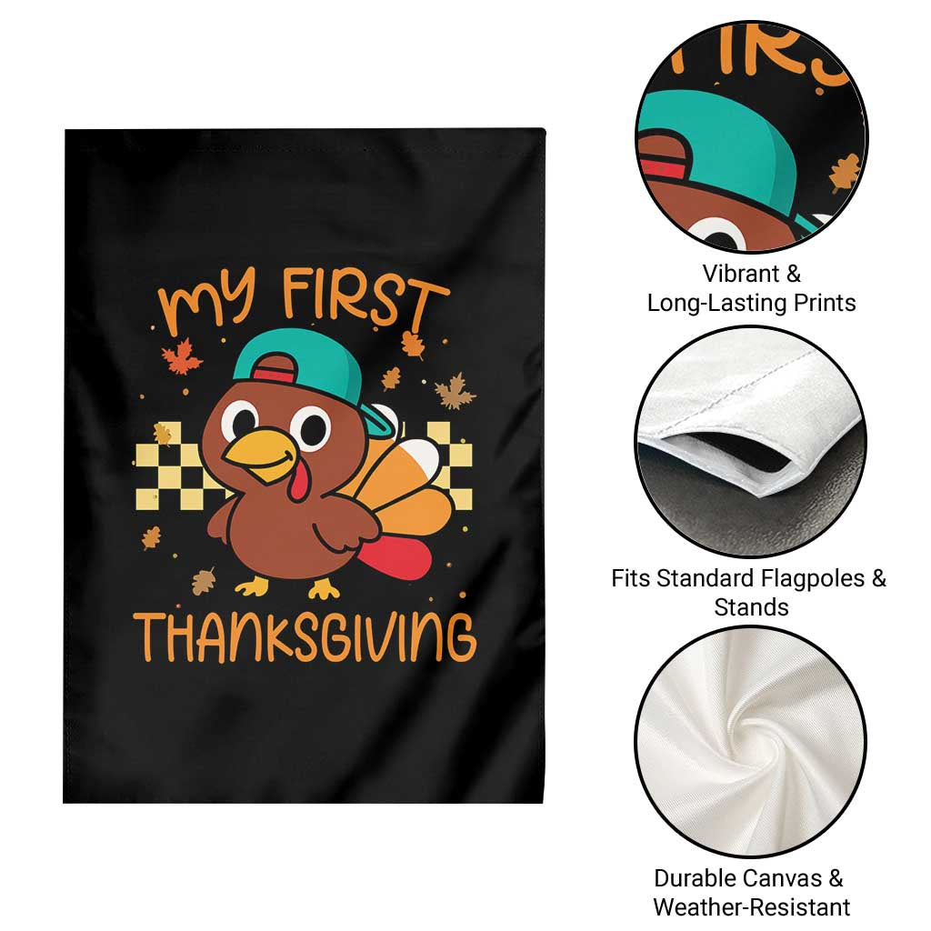 My First Thanksgiving Garden Flag Funny Newborn Thanksgiving Turkey Boys - Wonder Print Shop