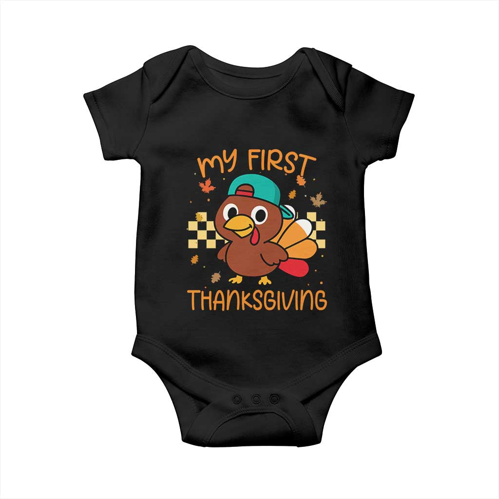 My First Thanksgiving Baby Onesie Funny Newborn Thanksgiving Turkey Boys - Wonder Print Shop
