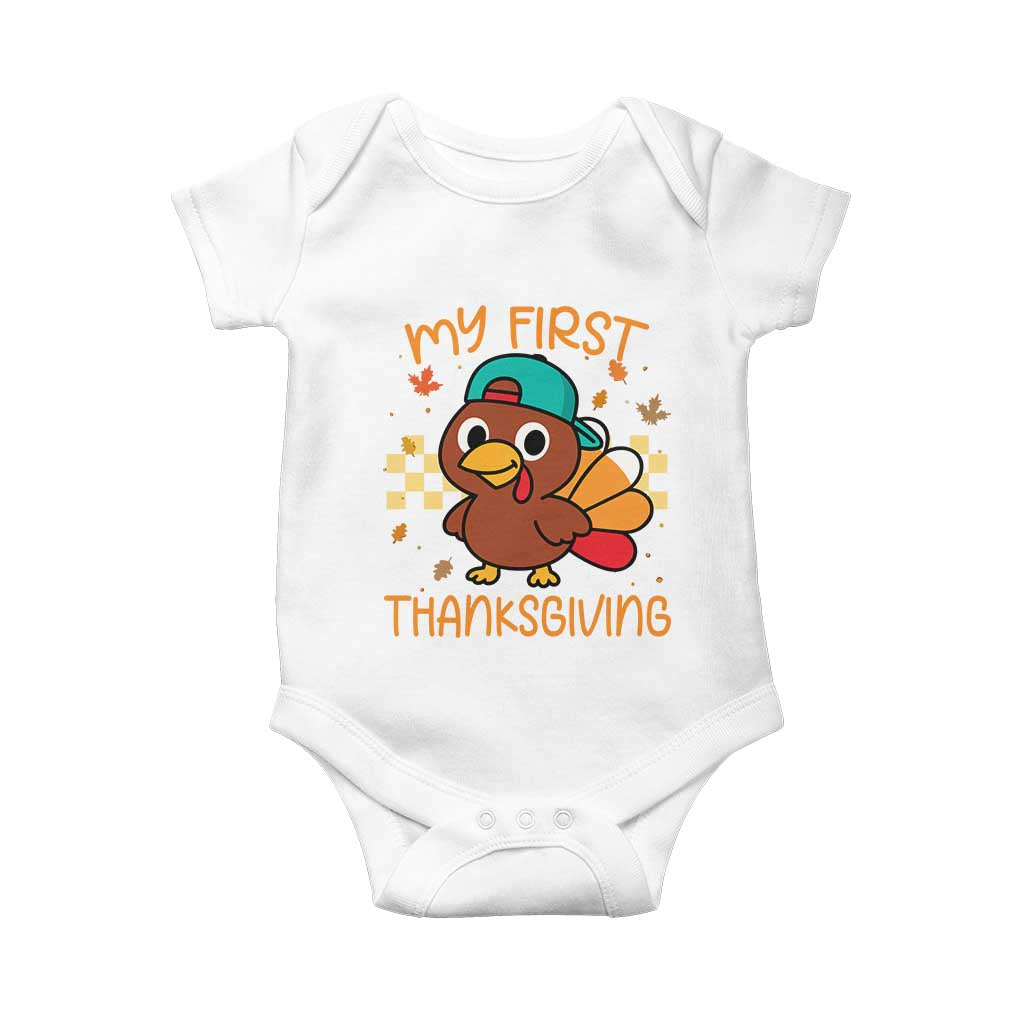 My First Thanksgiving Baby Onesie Funny Newborn Thanksgiving Turkey Boys - Wonder Print Shop
