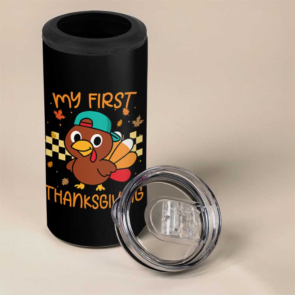 My First Thanksgiving 4 in 1 Can Cooler Tumbler Funny Newborn Thanksgiving Turkey Boys - Wonder Print Shop
