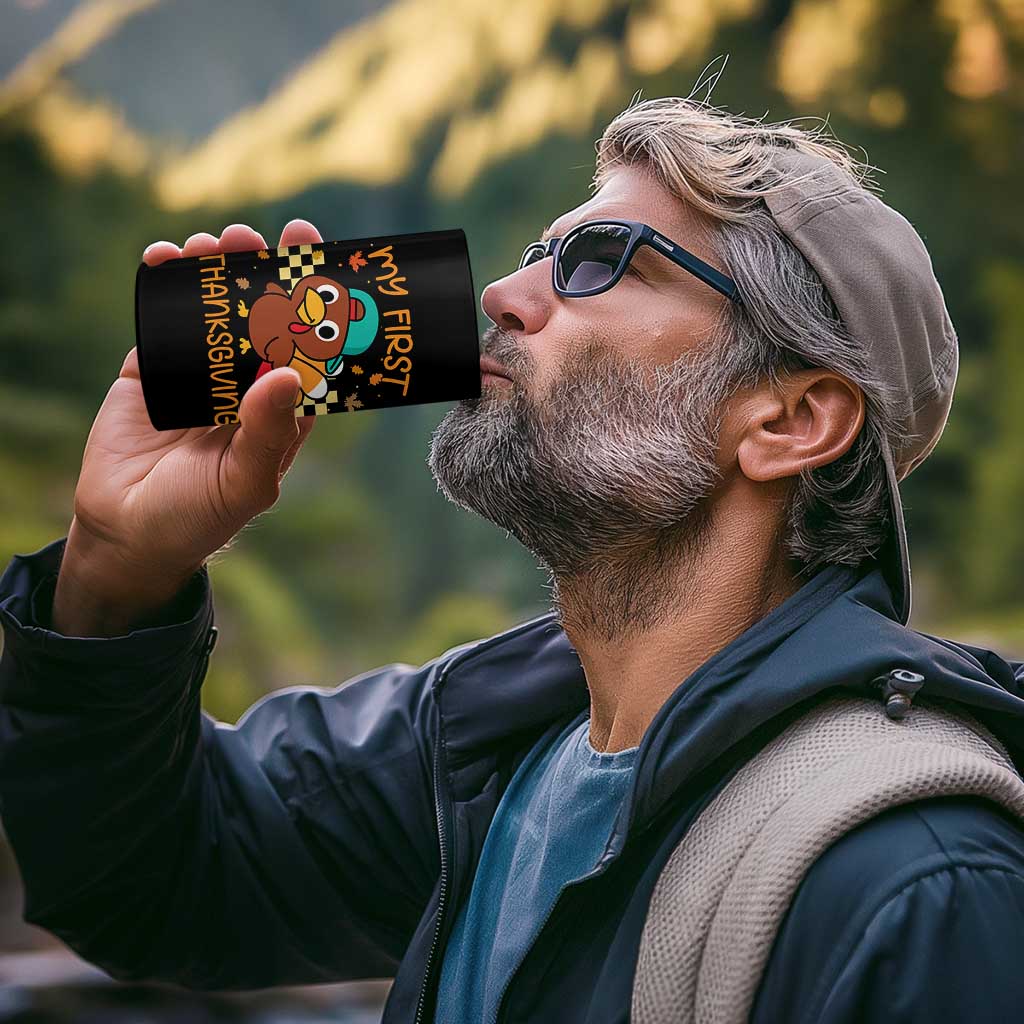 My First Thanksgiving 4 in 1 Can Cooler Tumbler Funny Newborn Thanksgiving Turkey Boys - Wonder Print Shop