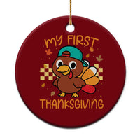 My First Thanksgiving Ceramic Ornament Funny Newborn Thanksgiving Turkey Boys - Wonder Print Shop