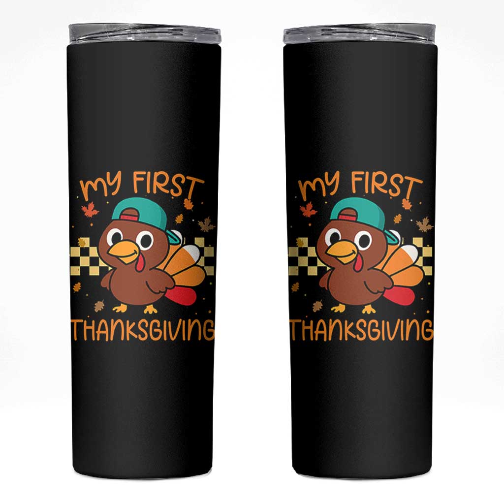 My First Thanksgiving Skinny Tumbler Funny Newborn Thanksgiving Turkey Boys - Wonder Print Shop