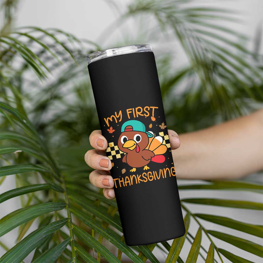 My First Thanksgiving Skinny Tumbler Funny Newborn Thanksgiving Turkey Boys - Wonder Print Shop