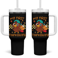 My First Thanksgiving Tumbler With Handle Funny Newborn Thanksgiving Turkey Boys - Wonder Print Shop