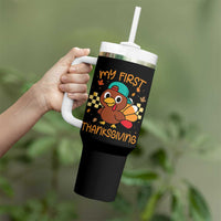 My First Thanksgiving Tumbler With Handle Funny Newborn Thanksgiving Turkey Boys - Wonder Print Shop