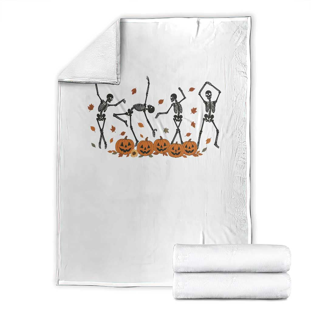 Dancing Skeleton Throw Blanket Retro Halloween Party Pumpkin Fall Season - Wonder Print Shop