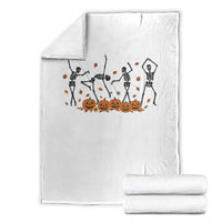 Dancing Skeleton Throw Blanket Retro Halloween Party Pumpkin Fall Season - Wonder Print Shop