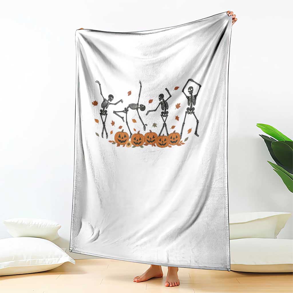 Dancing Skeleton Throw Blanket Retro Halloween Party Pumpkin Fall Season - Wonder Print Shop