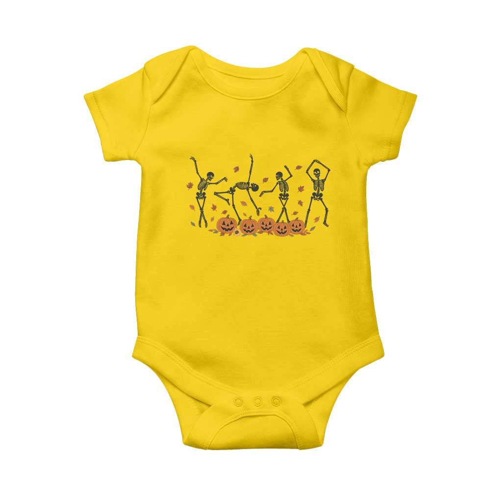 Dancing Skeleton Baby Onesie Retro Halloween Party Pumpkin Fall Season - Wonder Print Shop