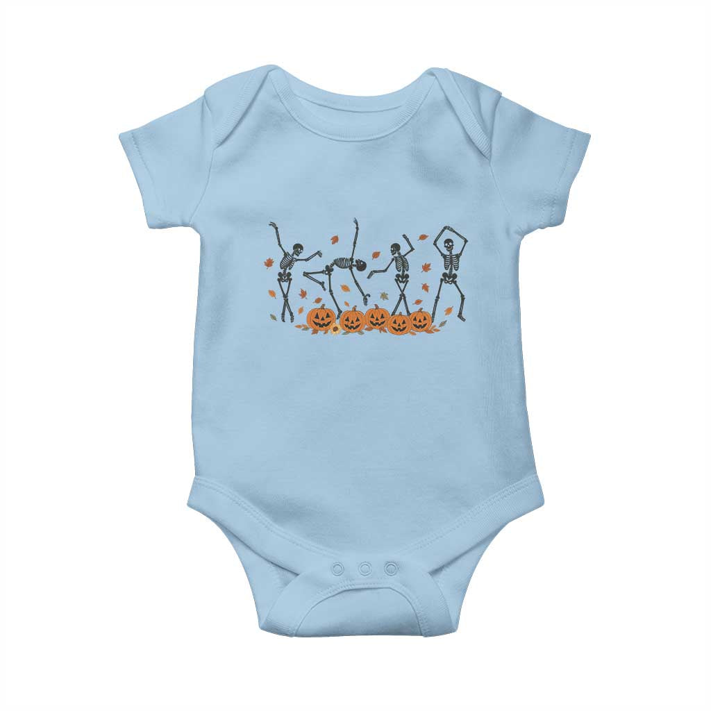 Dancing Skeleton Baby Onesie Retro Halloween Party Pumpkin Fall Season - Wonder Print Shop
