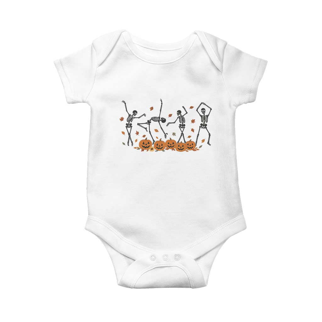 Dancing Skeleton Baby Onesie Retro Halloween Party Pumpkin Fall Season - Wonder Print Shop
