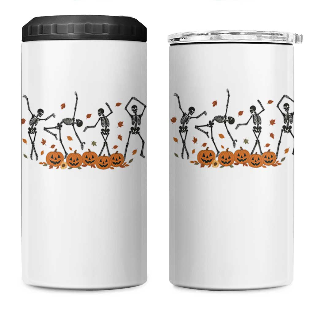 Dancing Skeleton 4 in 1 Can Cooler Tumbler Retro Halloween Party Pumpkin Fall Season - Wonder Print Shop