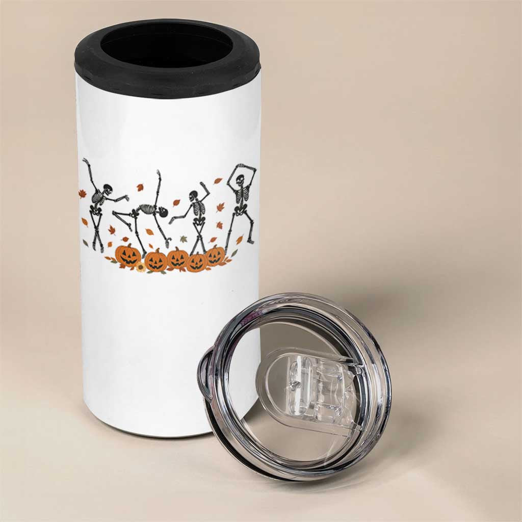 Dancing Skeleton 4 in 1 Can Cooler Tumbler Retro Halloween Party Pumpkin Fall Season - Wonder Print Shop