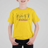 Dancing Skeleton T Shirt For Kid Retro Halloween Party Pumpkin Fall Season - Wonder Print Shop