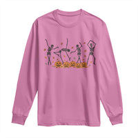 Dancing Skeleton Long Sleeve Shirt Retro Halloween Party Pumpkin Fall Season - Wonder Print Shop