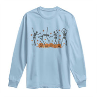 Dancing Skeleton Long Sleeve Shirt Retro Halloween Party Pumpkin Fall Season - Wonder Print Shop