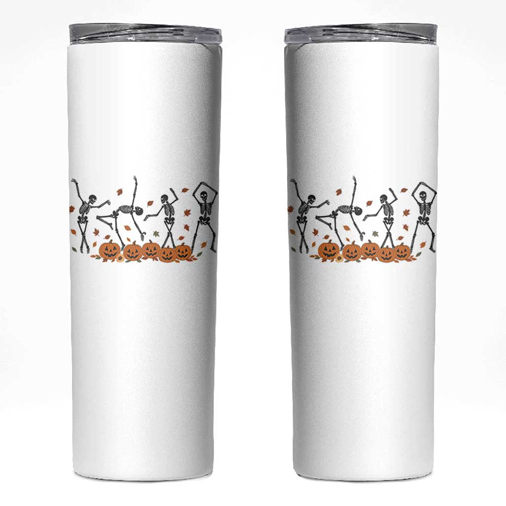 Dancing Skeleton Skinny Tumbler Retro Halloween Party Pumpkin Fall Season - Wonder Print Shop