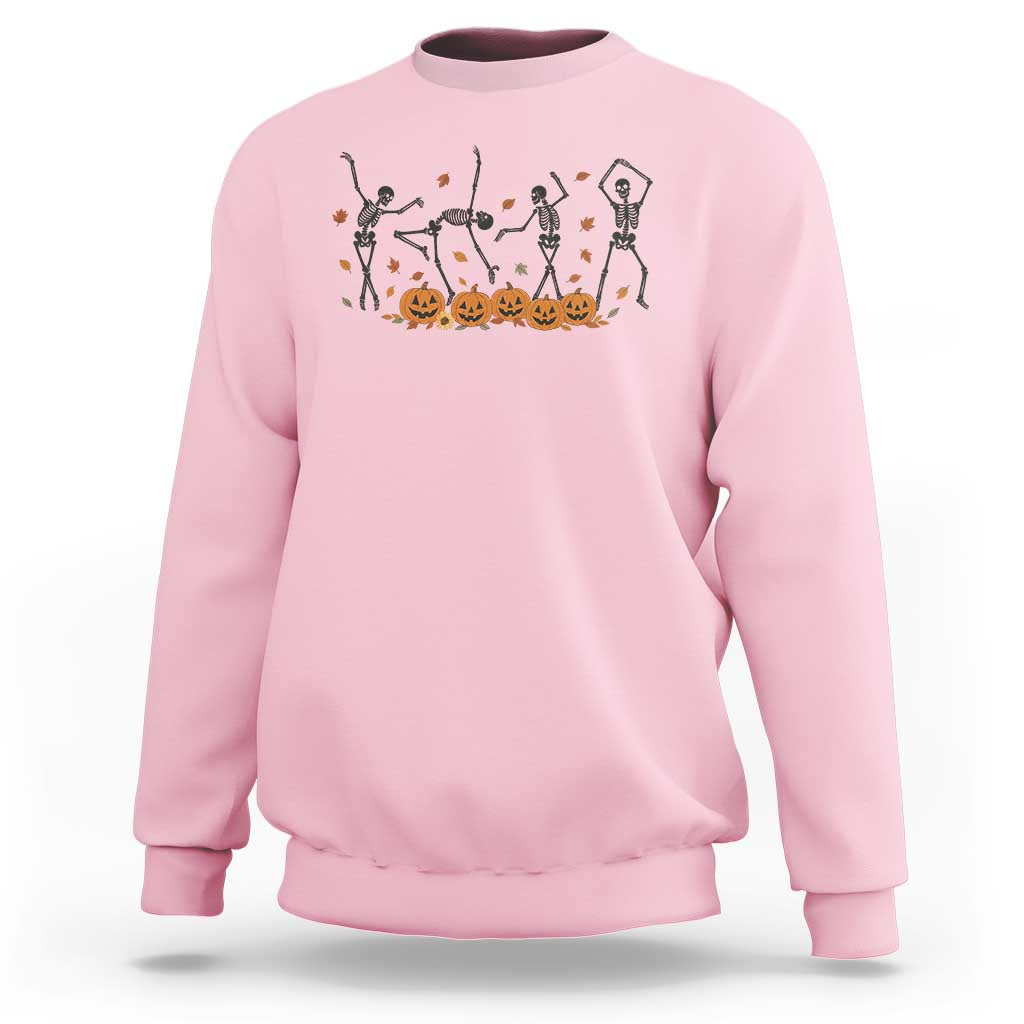 Dancing Skeleton Sweatshirt Retro Halloween Party Pumpkin Fall Season - Wonder Print Shop