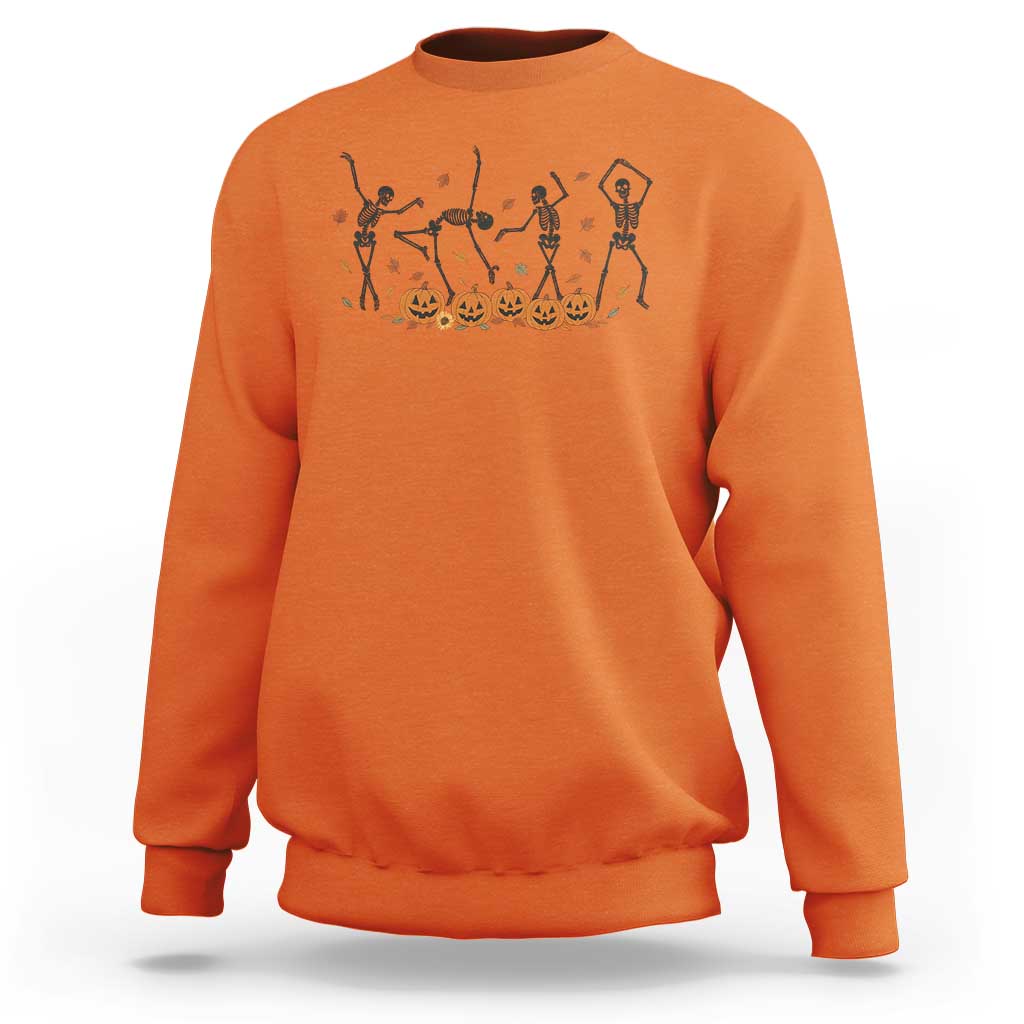 Dancing Skeleton Sweatshirt Retro Halloween Party Pumpkin Fall Season - Wonder Print Shop