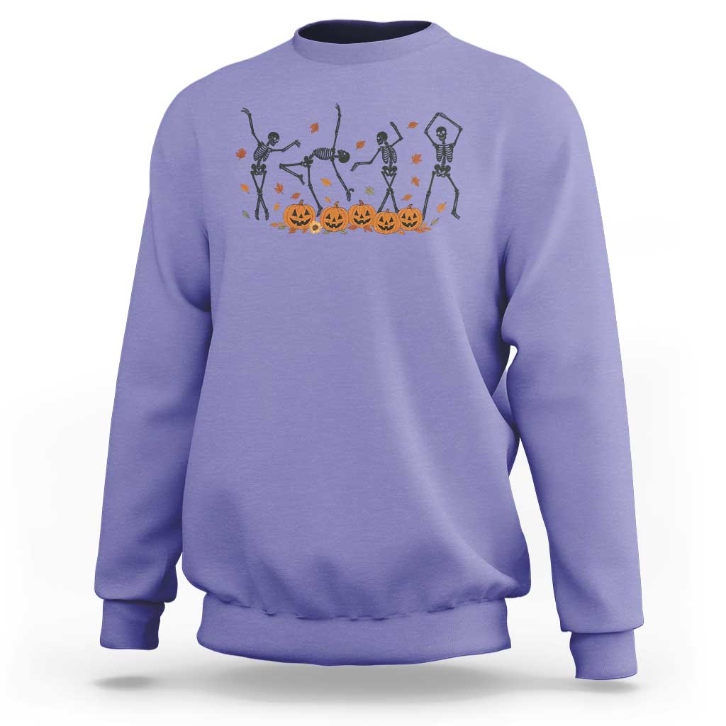 Dancing Skeleton Sweatshirt Retro Halloween Party Pumpkin Fall Season - Wonder Print Shop