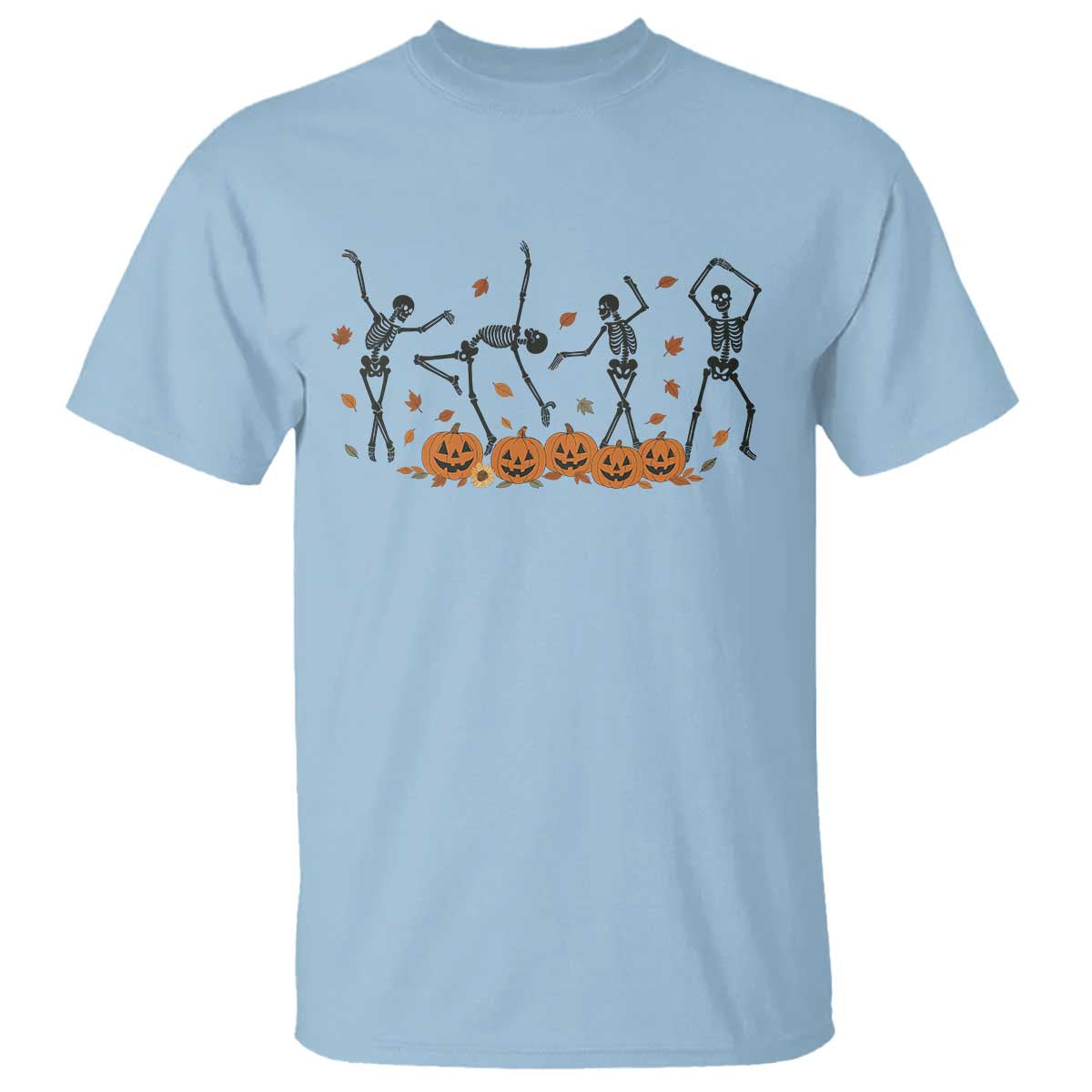 Dancing Skeleton T Shirt Retro Halloween Party Pumpkin Fall Season - Wonder Print Shop