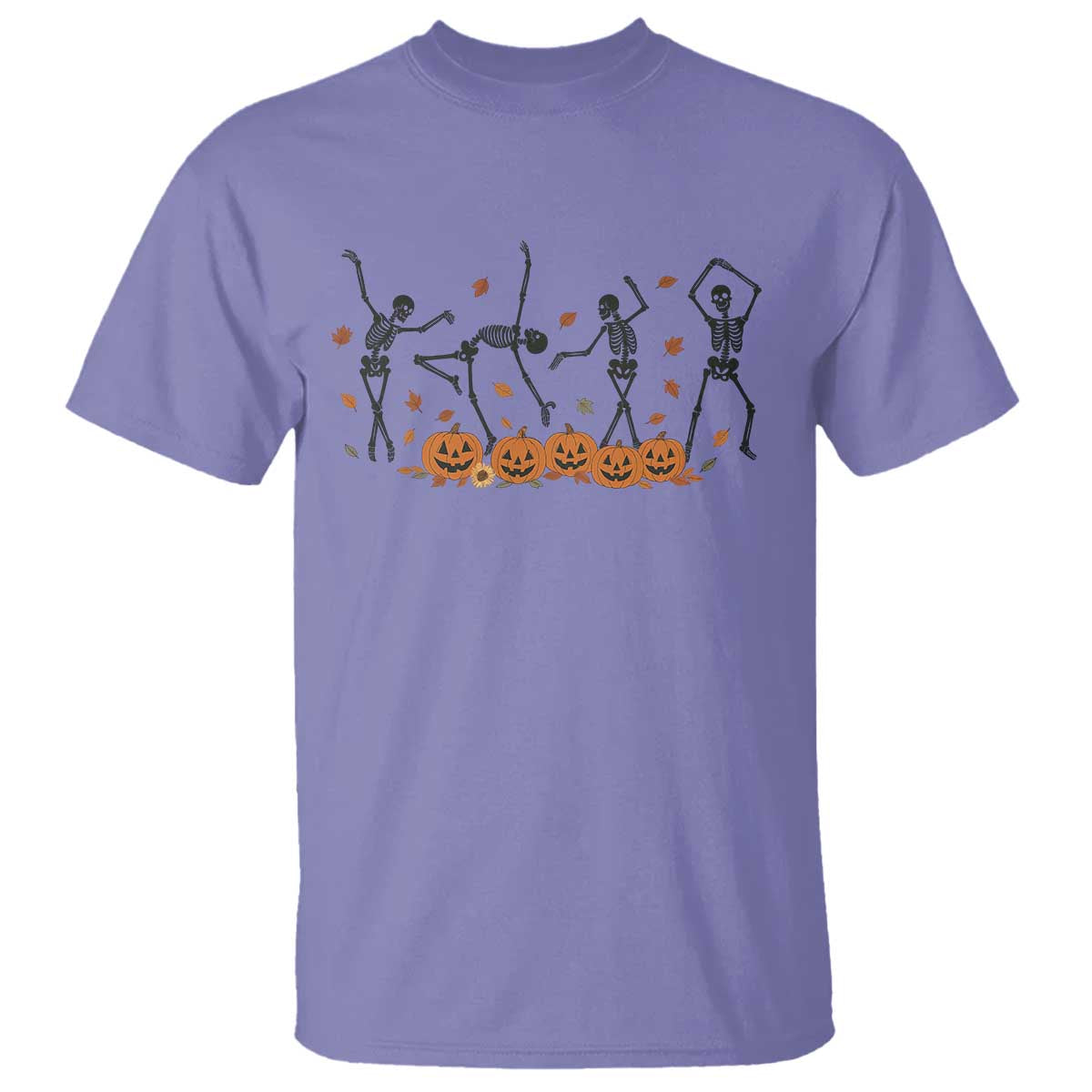 Dancing Skeleton T Shirt Retro Halloween Party Pumpkin Fall Season - Wonder Print Shop
