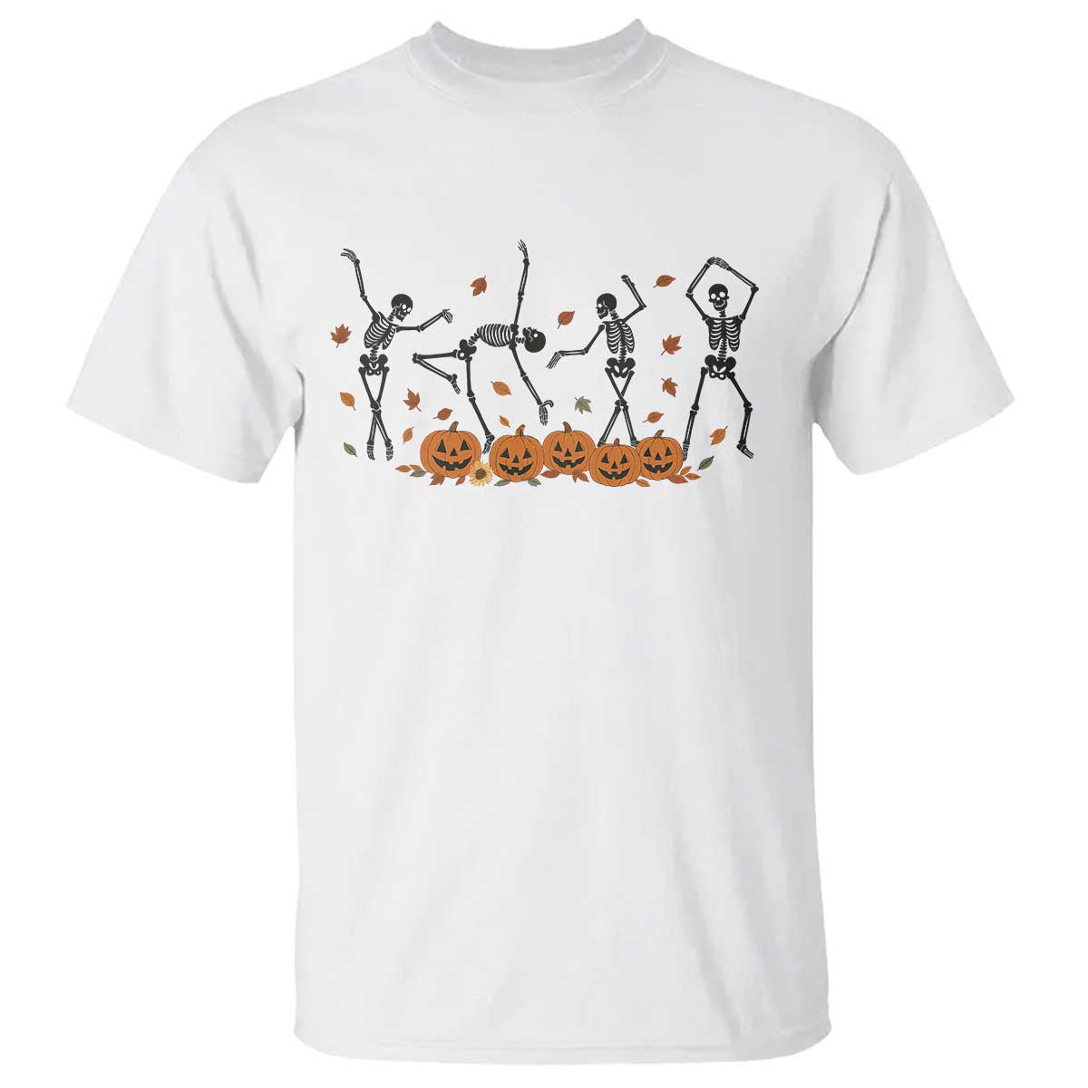 Dancing Skeleton T Shirt Retro Halloween Party Pumpkin Fall Season - Wonder Print Shop