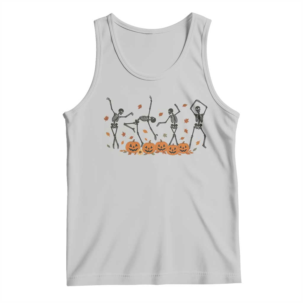 Dancing Skeleton Tank Top Retro Halloween Party Pumpkin Fall Season - Wonder Print Shop