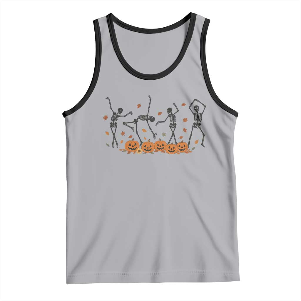 Dancing Skeleton Tank Top Retro Halloween Party Pumpkin Fall Season - Wonder Print Shop