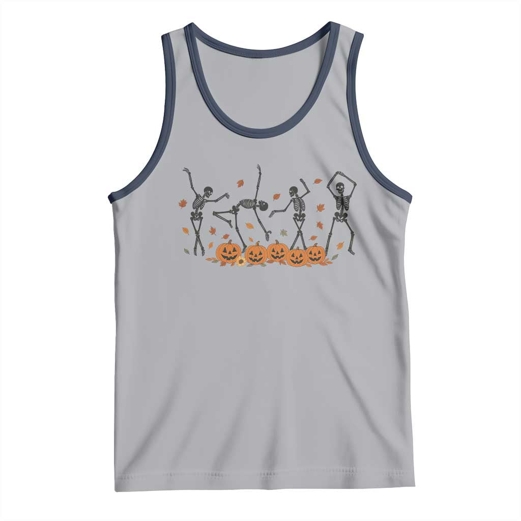 Dancing Skeleton Tank Top Retro Halloween Party Pumpkin Fall Season - Wonder Print Shop