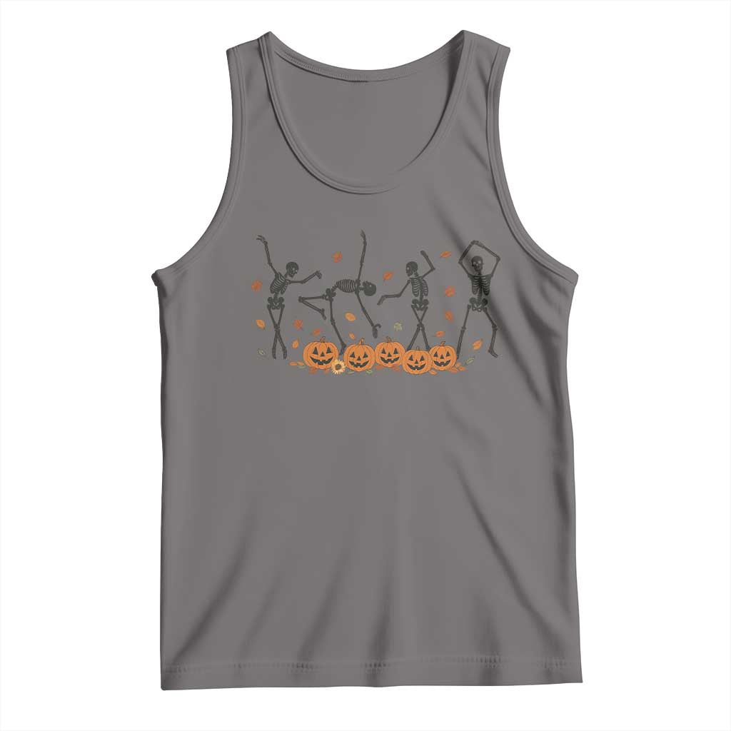 Dancing Skeleton Tank Top Retro Halloween Party Pumpkin Fall Season - Wonder Print Shop