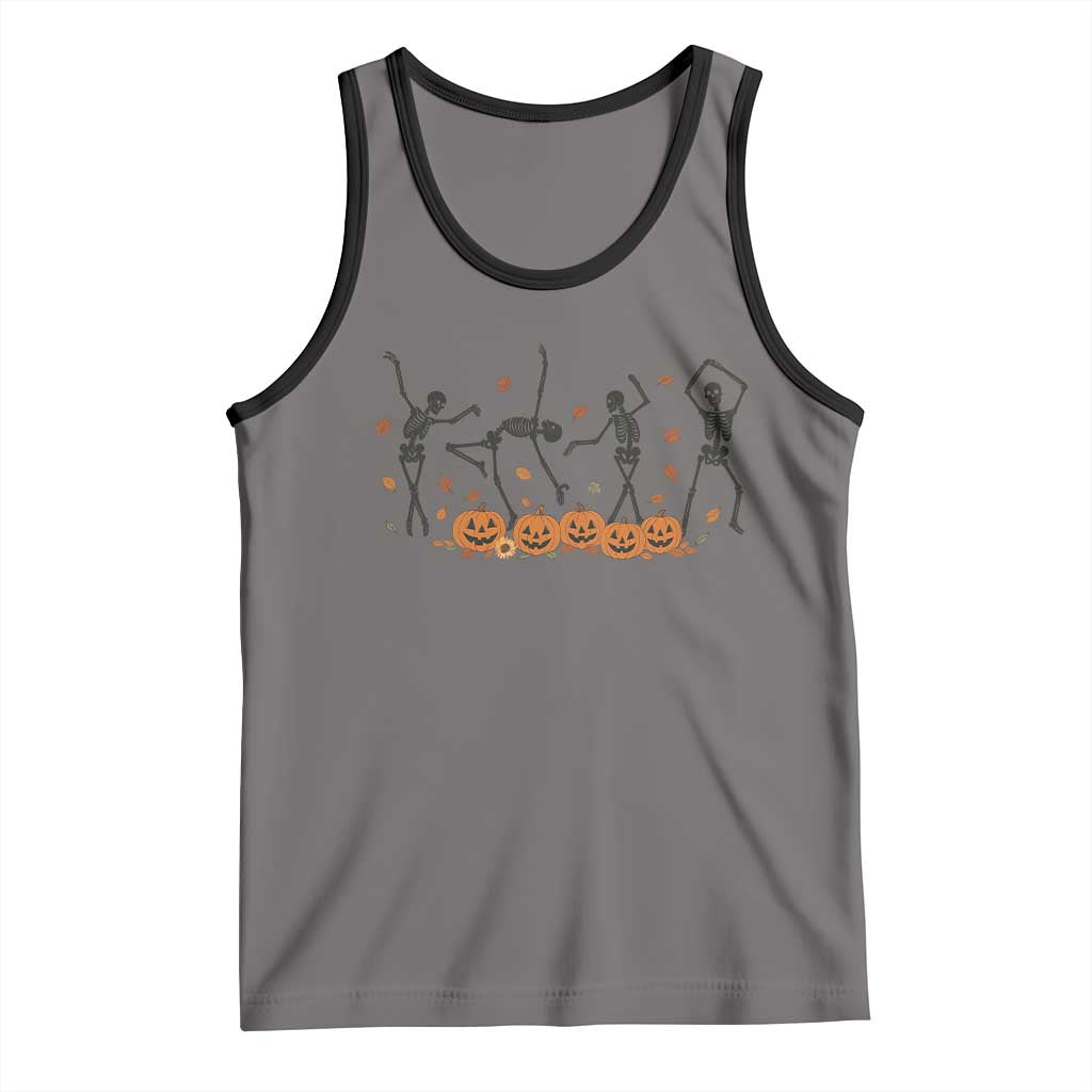 Dancing Skeleton Tank Top Retro Halloween Party Pumpkin Fall Season - Wonder Print Shop