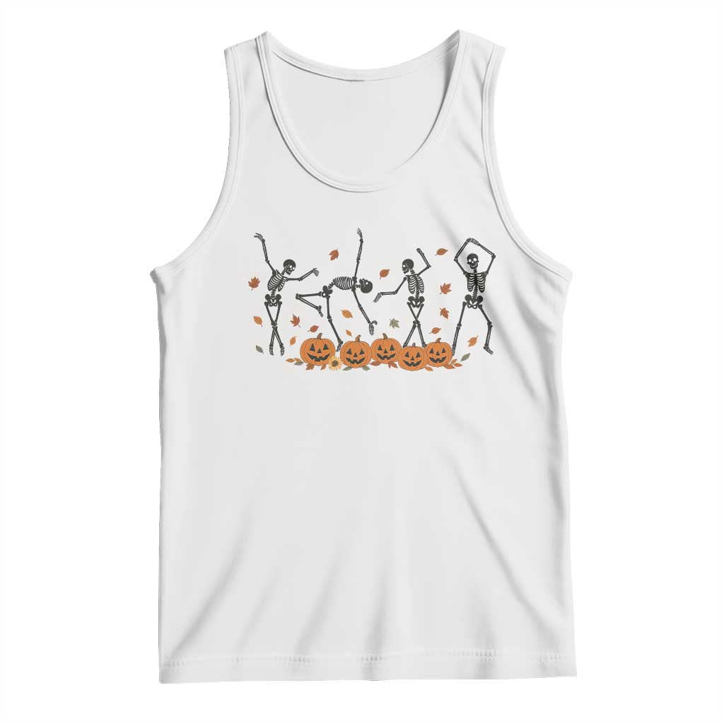 Dancing Skeleton Tank Top Retro Halloween Party Pumpkin Fall Season - Wonder Print Shop