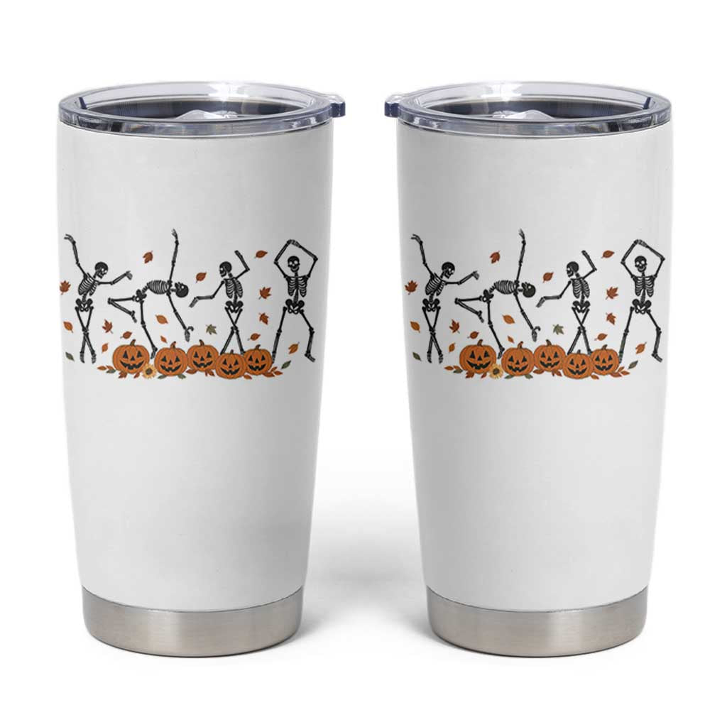 Dancing Skeleton Tumbler Cup Retro Halloween Party Pumpkin Fall Season - Wonder Print Shop