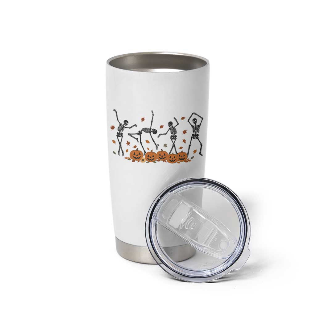 Dancing Skeleton Tumbler Cup Retro Halloween Party Pumpkin Fall Season - Wonder Print Shop