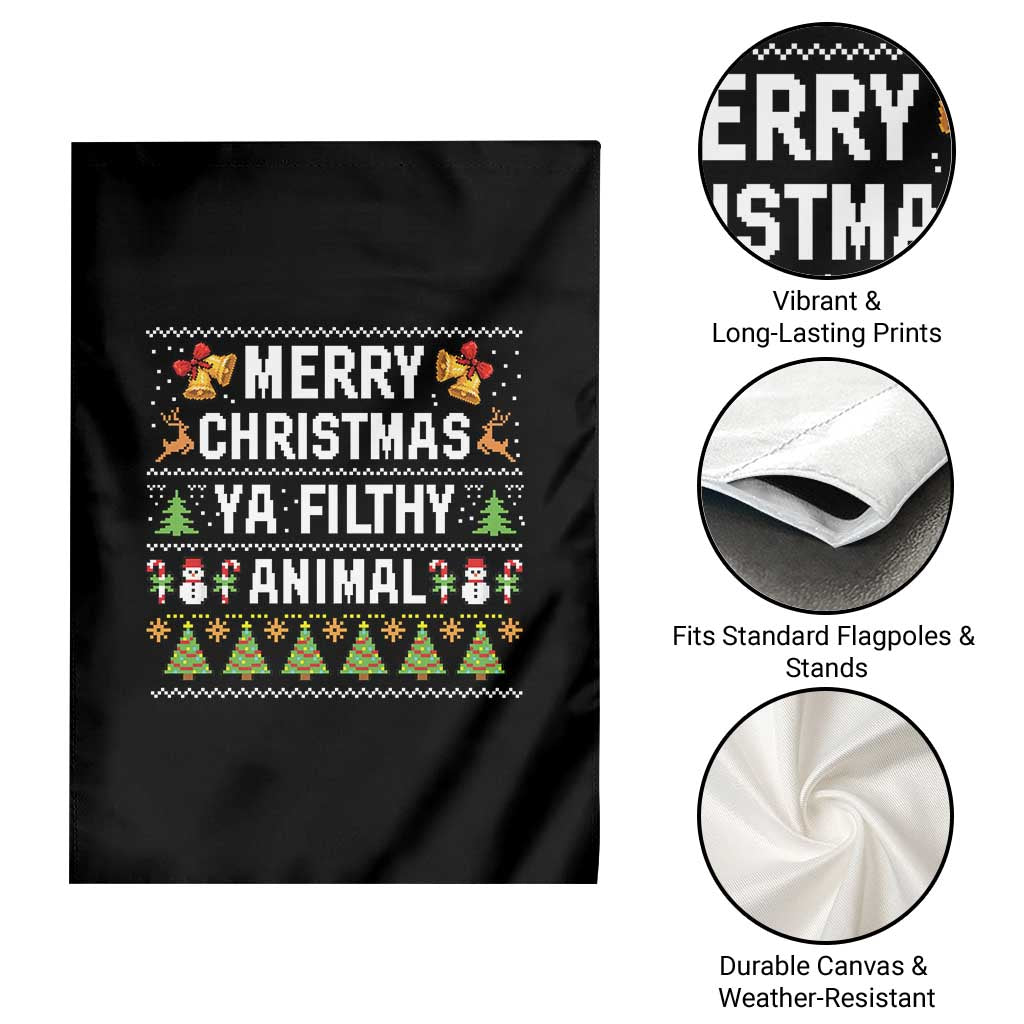 Merry Christmas Ya Filthy Animal Garden Flag Ugly Xmas Movie Alone Pajama - Wonder Print Shop