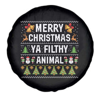 Merry Christmas Ya Filthy Animal Spare Tire Cover Ugly Xmas Movie Alone Pajama - Wonder Print Shop
