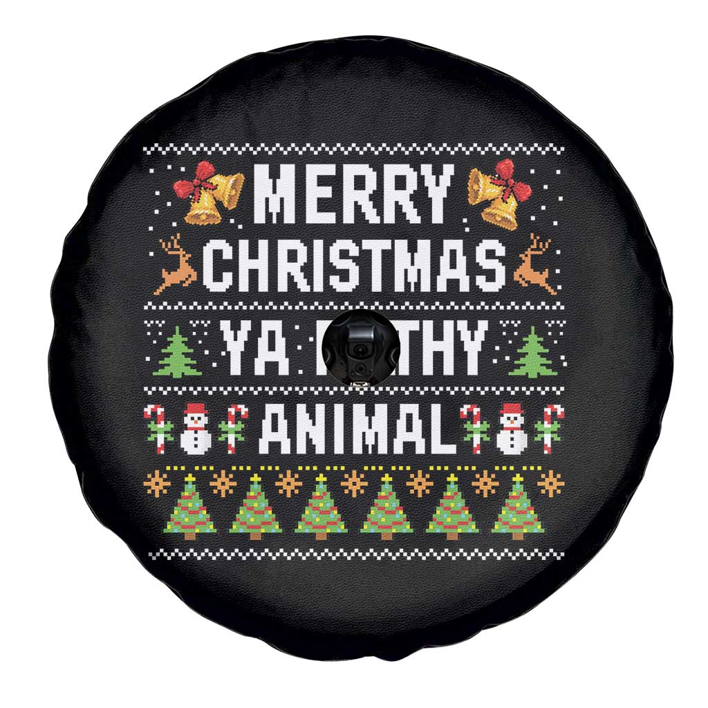 Merry Christmas Ya Filthy Animal Spare Tire Cover Ugly Xmas Movie Alone Pajama - Wonder Print Shop