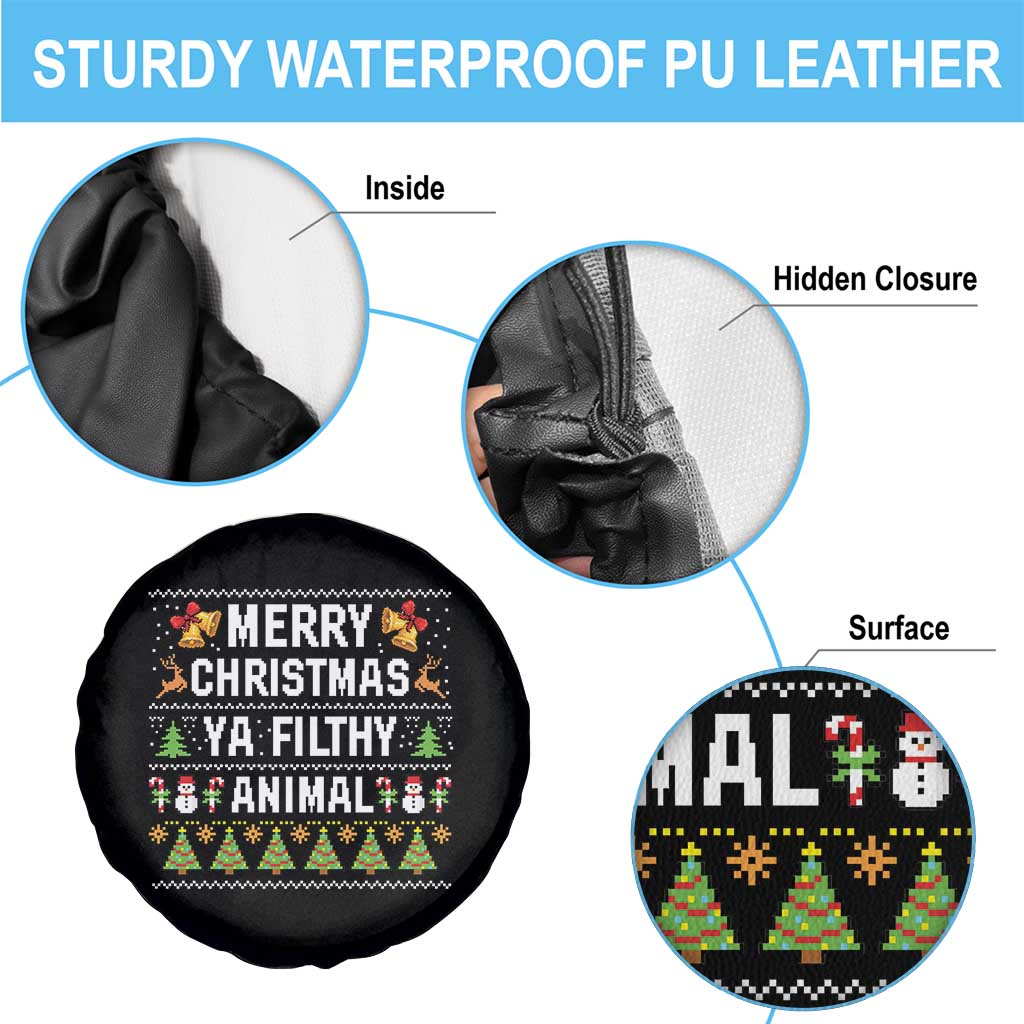 Merry Christmas Ya Filthy Animal Spare Tire Cover Ugly Xmas Movie Alone Pajama - Wonder Print Shop