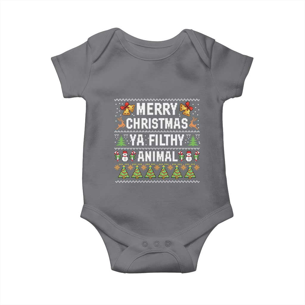 Merry Christmas Ya Filthy Animal Baby Onesie Ugly Xmas Movie Alone Pajama - Wonder Print Shop